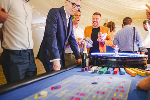 wheel of fortune table at wedding